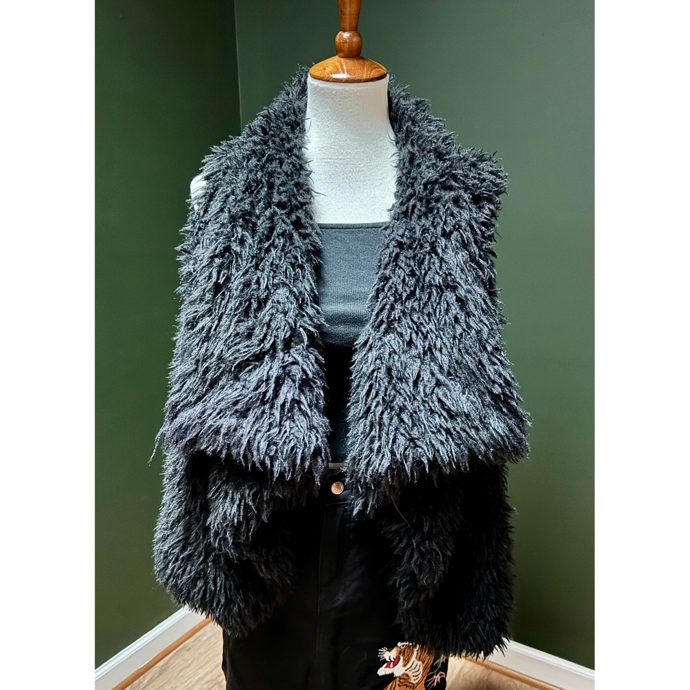 Say What Faux Fur Open Front Vest Women's Medium
